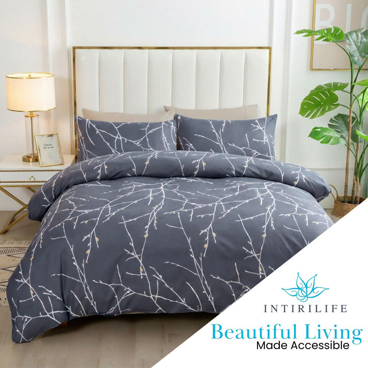 BETTWÄSCHE (Blau-Weiß) - Blau, Kunststoff (135/200cm) - Intirilife