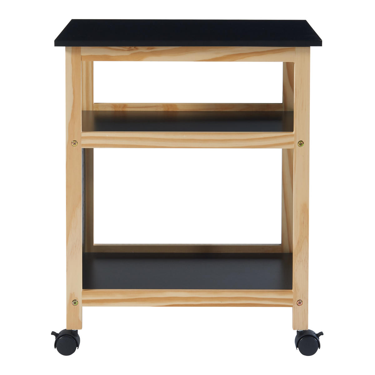 ROLLWAGEN Dønna - Schwarz/Naturfarben, Holzwerkstoff (51/61/36cm) - [en.casa]