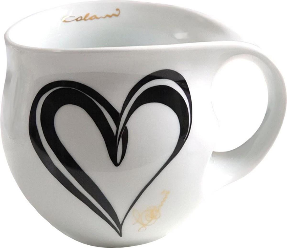 KAFFEEBECHER XXL Heart black - Schwarz, Keramik (0.6L) - Luigi Colani Porzellan