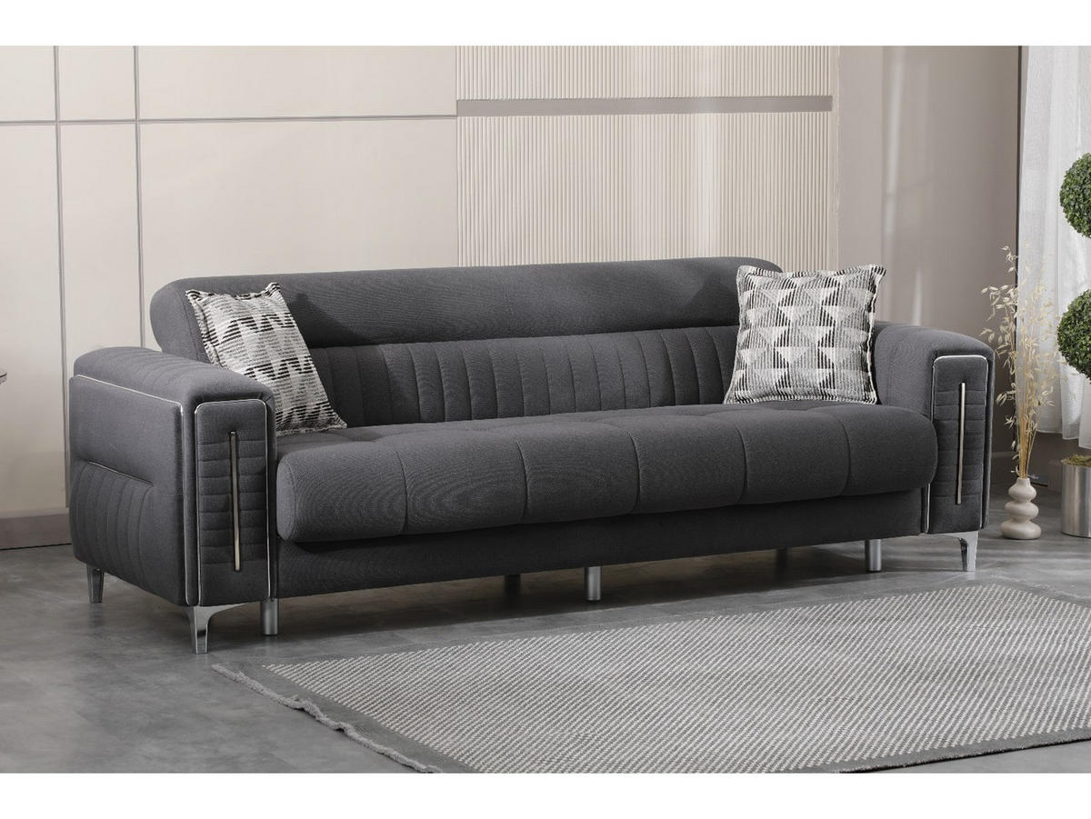 SITZGARNITUR Puebla, Dunkelgrau Stellvariante 3+2+1 - Dunkelgrau, Holzwerkstoff/Kunststoff (243/85/95cm)