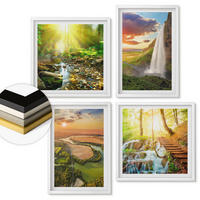 WANDBILDER 4er-Set - 50x50 cm & 40x60 cm Weißer Rahmen - Orange Mountain Wasserfall - Weiß, Kunststoff (50/50cm) - ArtPrintCave