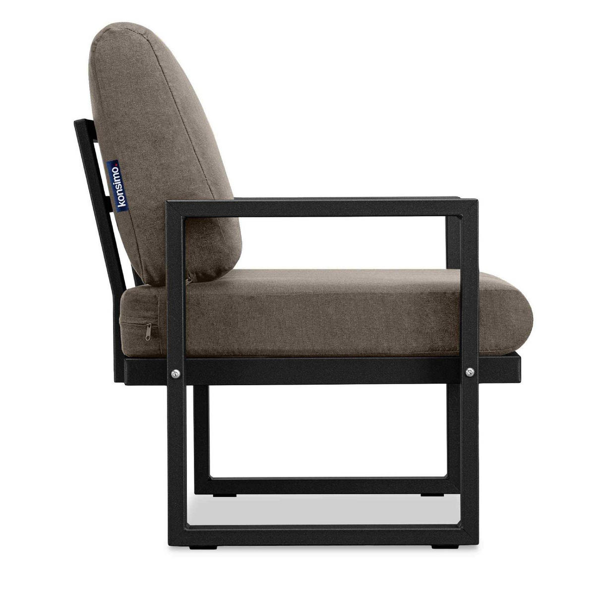 GARTENSOFA FRENA 2-Personen ,Schwarz/Beige - Beige/Schwarz, Textil/Metall (130/65/60cm) - KONSIMO®