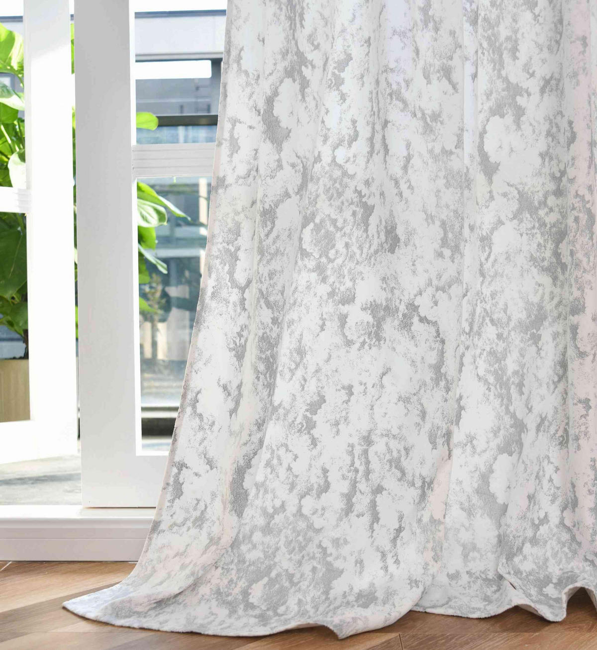 VORHANG SAMT MILANO STAR HxB 245x140 cm Weiß Silber - Weiß, Textil (140/245cm) - Gardinenbox