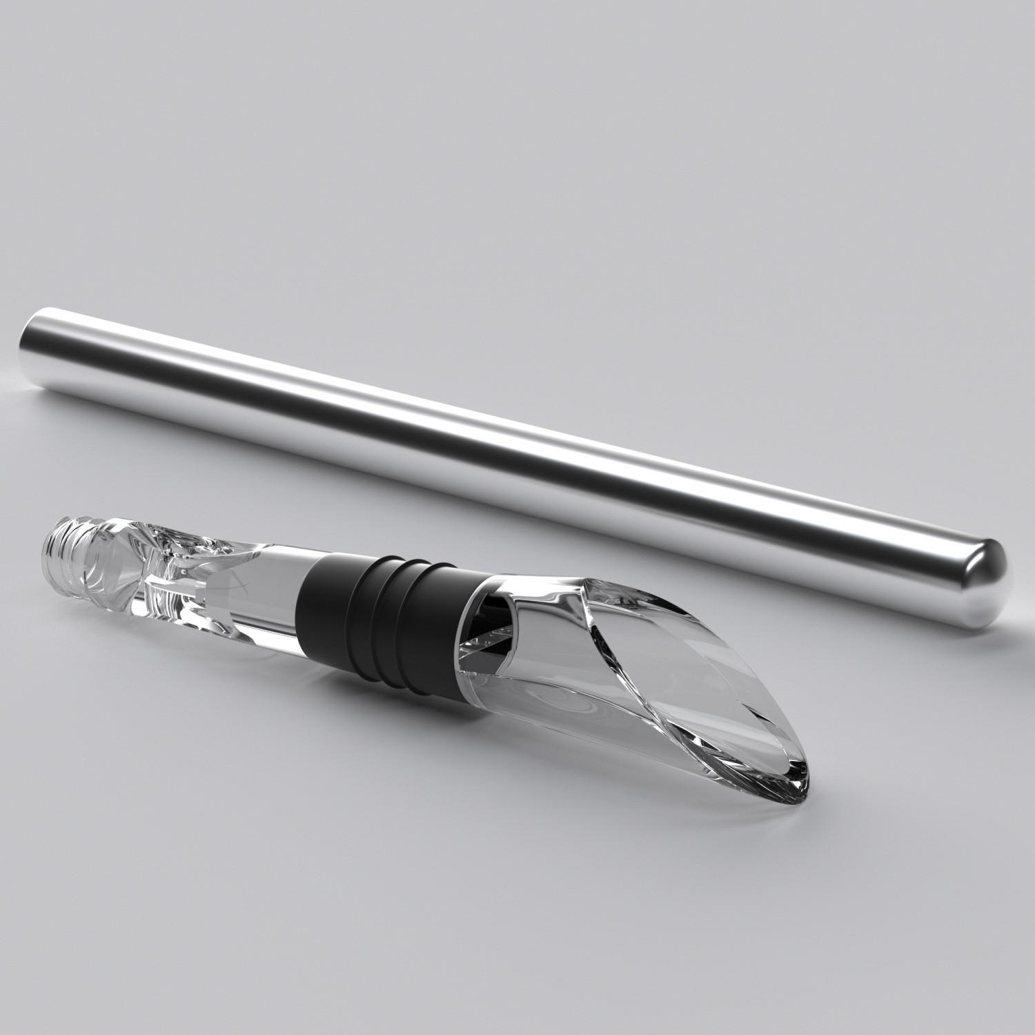 WEINKÜHLSTAB Flaschenkühler mit Ausgießer - Silberfarben, Metall (8.5/3.8cm) - Intirilife