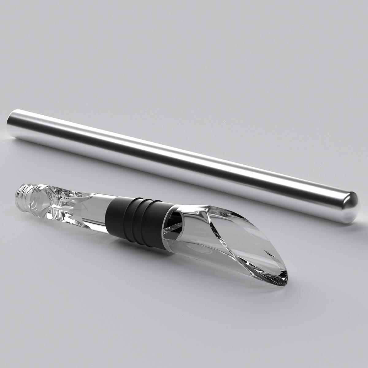 WEINKÜHLSTAB Flaschenkühler mit Ausgießer - Silberfarben, Metall (8.5/3.8cm) - Intirilife