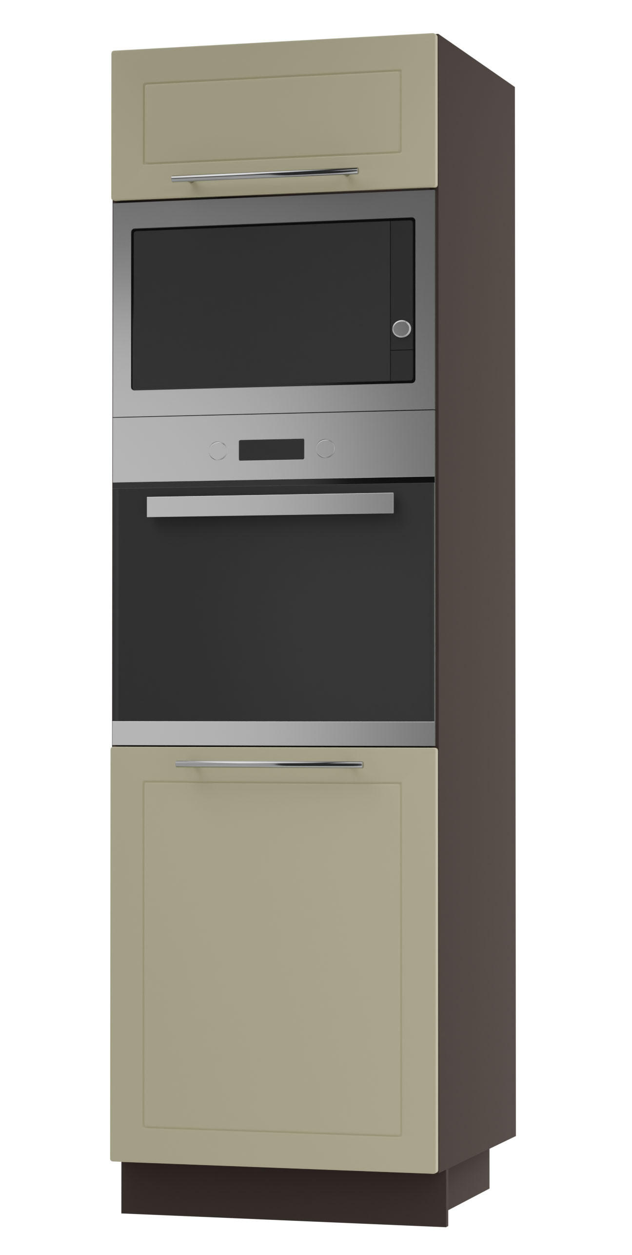 BACKOFEN-HOCHSCHRANK Kvantum D14/RU/60/207 Vanille Matt / Lava Matt 60 / 59 / 207cm - Dunkelgrau/Creme, Holz/Holzwerkstoff (60/207/59cm) - Feldmann-Wohnen