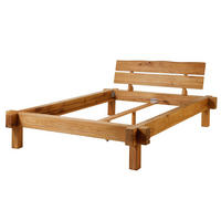 BETT Massivholz Wildeiche 160 x 200 x 85 natur BALKENMÖBEL #711 - Braun, Holz (160/200cm) - Massivmoebel24