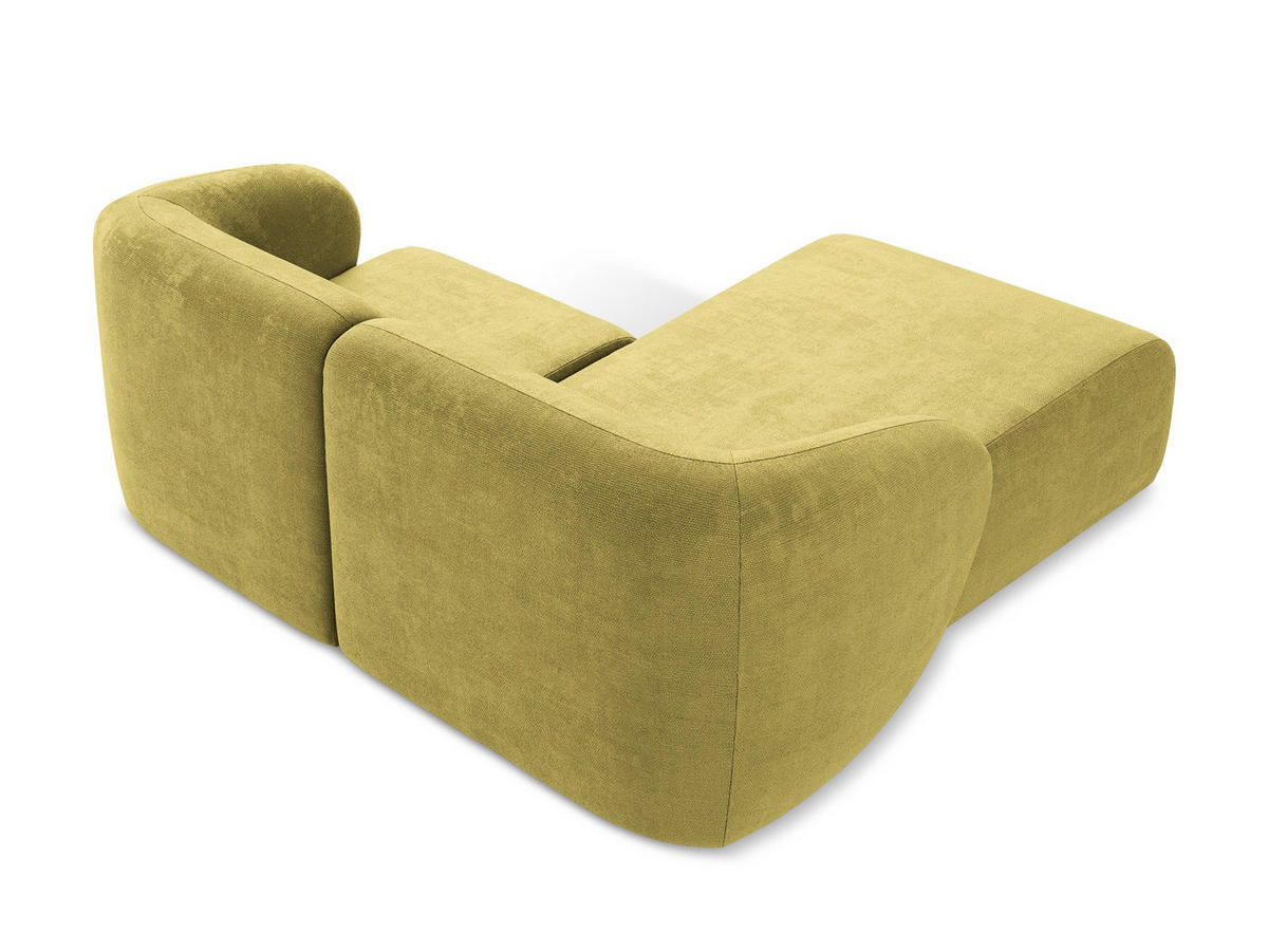 ECKSOFA Links Chenille Stoff Grün - Limette/Schwarz, Holzwerkstoff/Kunststoff (178/166cm) - Makamii