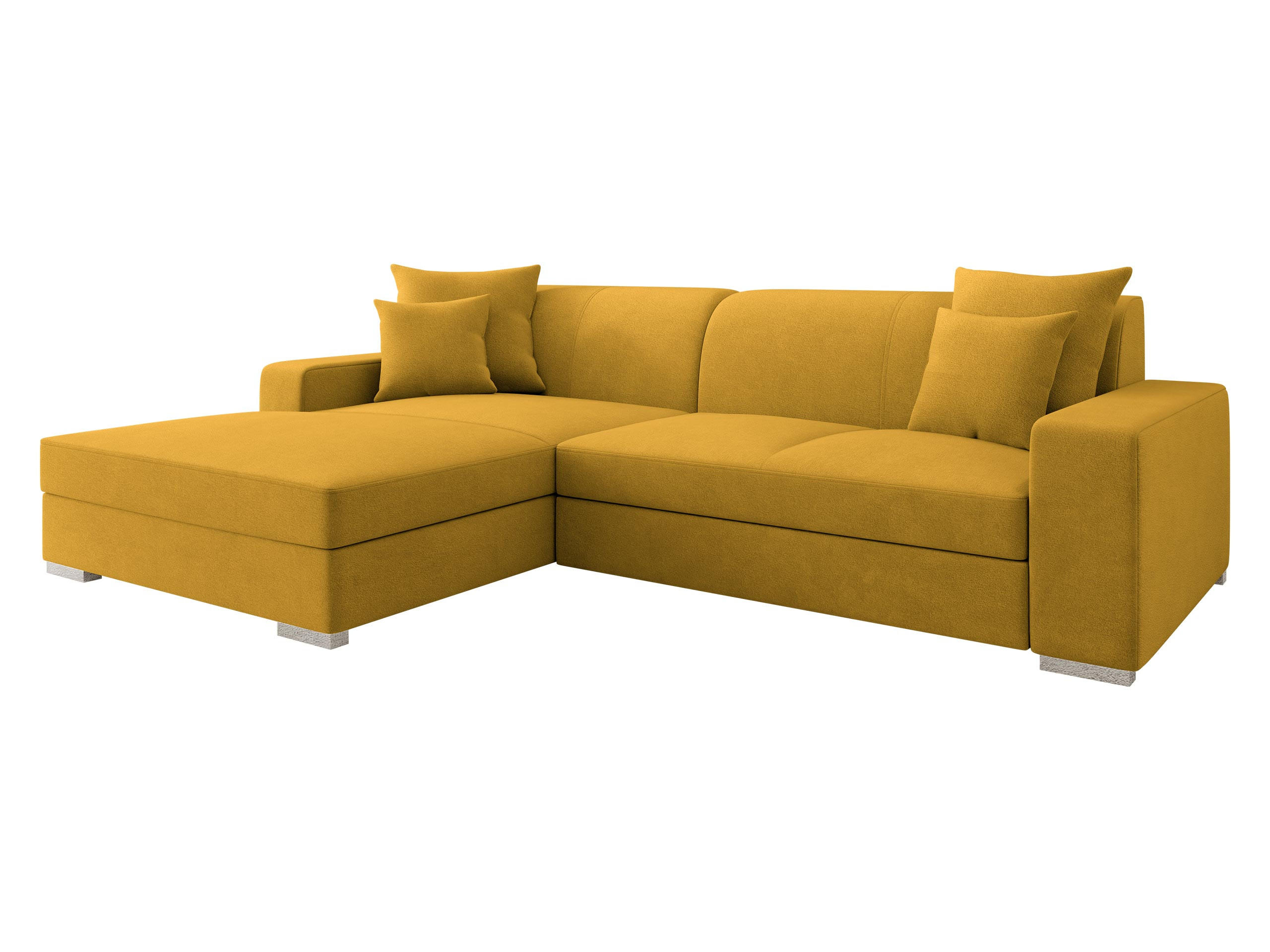 ECKSOFA Mexico, Seite: Links - Chromfarben/Currygelb, Holz/Kunststoff (263/178cm) - MIRJAN24