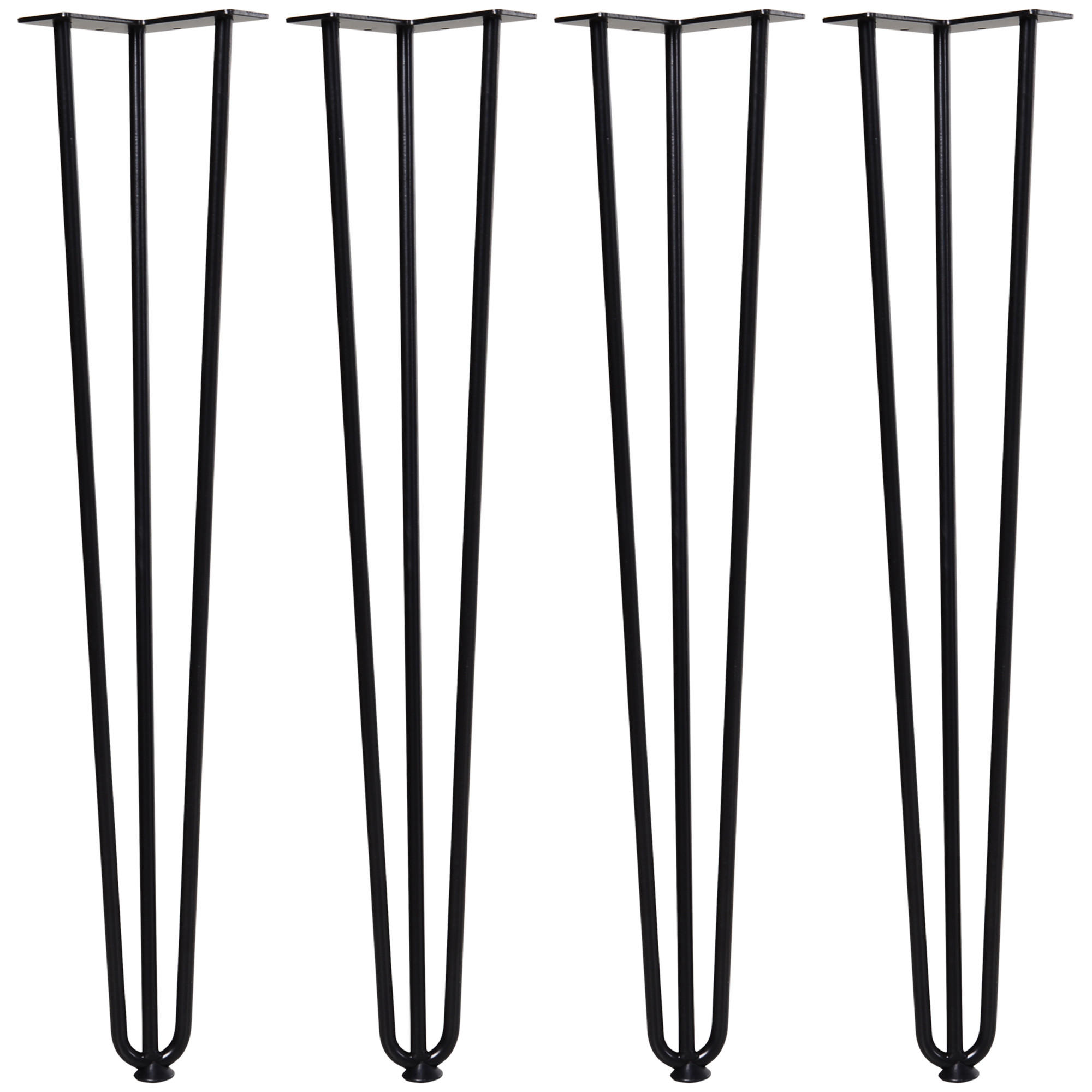 TISCHBEINE 4er-Set Tischfüße, Schwarz, 12 x 12 x 72 cm - Schwarz, Metall (12/71/12cm) - HOMCOM