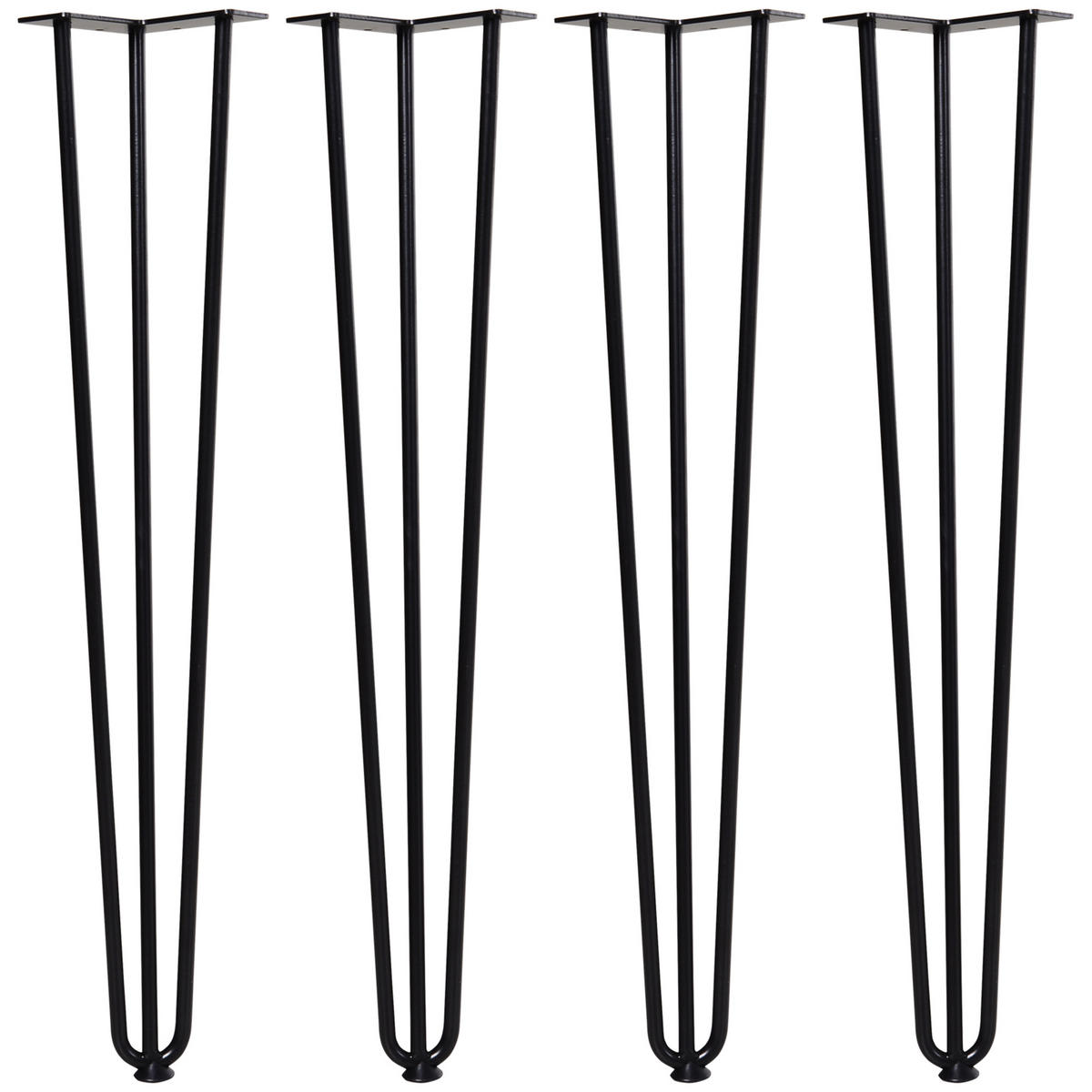 TISCHBEINE 4er-Set Tischfüße, Schwarz, 12 x 12 x 72 cm - Schwarz, Metall (12/71/12cm) - HOMCOM