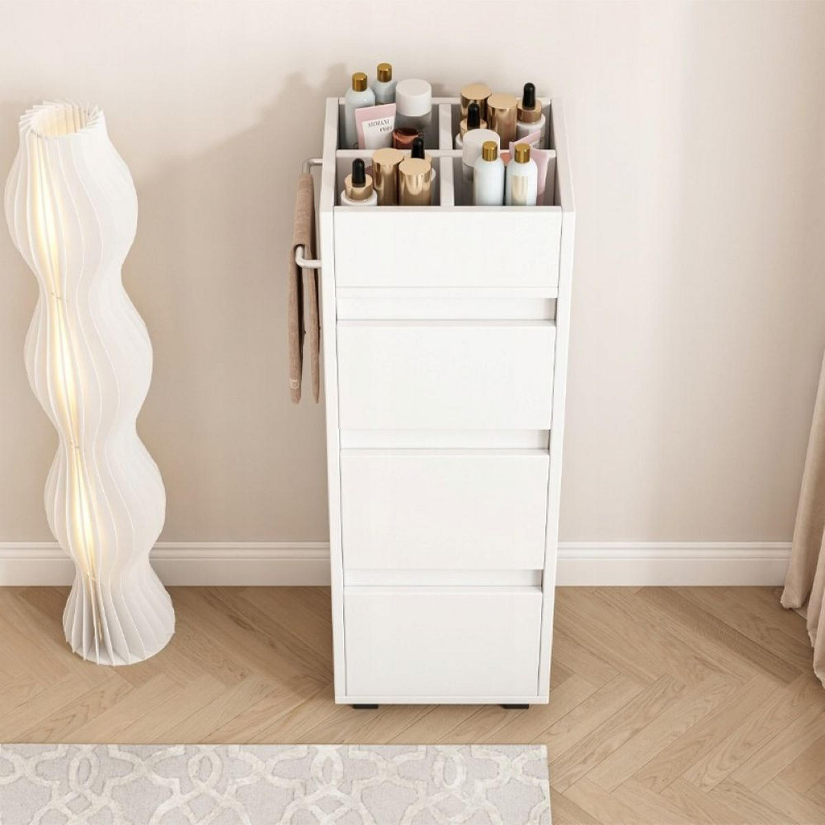 BADEZIMMERSCHRANK, weiß 33/30/90 cm - Weiß, Holzwerkstoff (93/13/35cm)