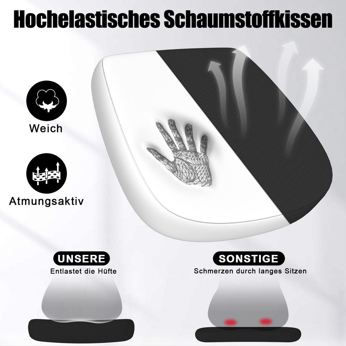 BÜRODREHSTUHL ergonomisch, mittelhohe Rückenlehne, klappbare Armlehnen – Schwarz - Schwarz, Metall (50/102/50cm) - Rattantree