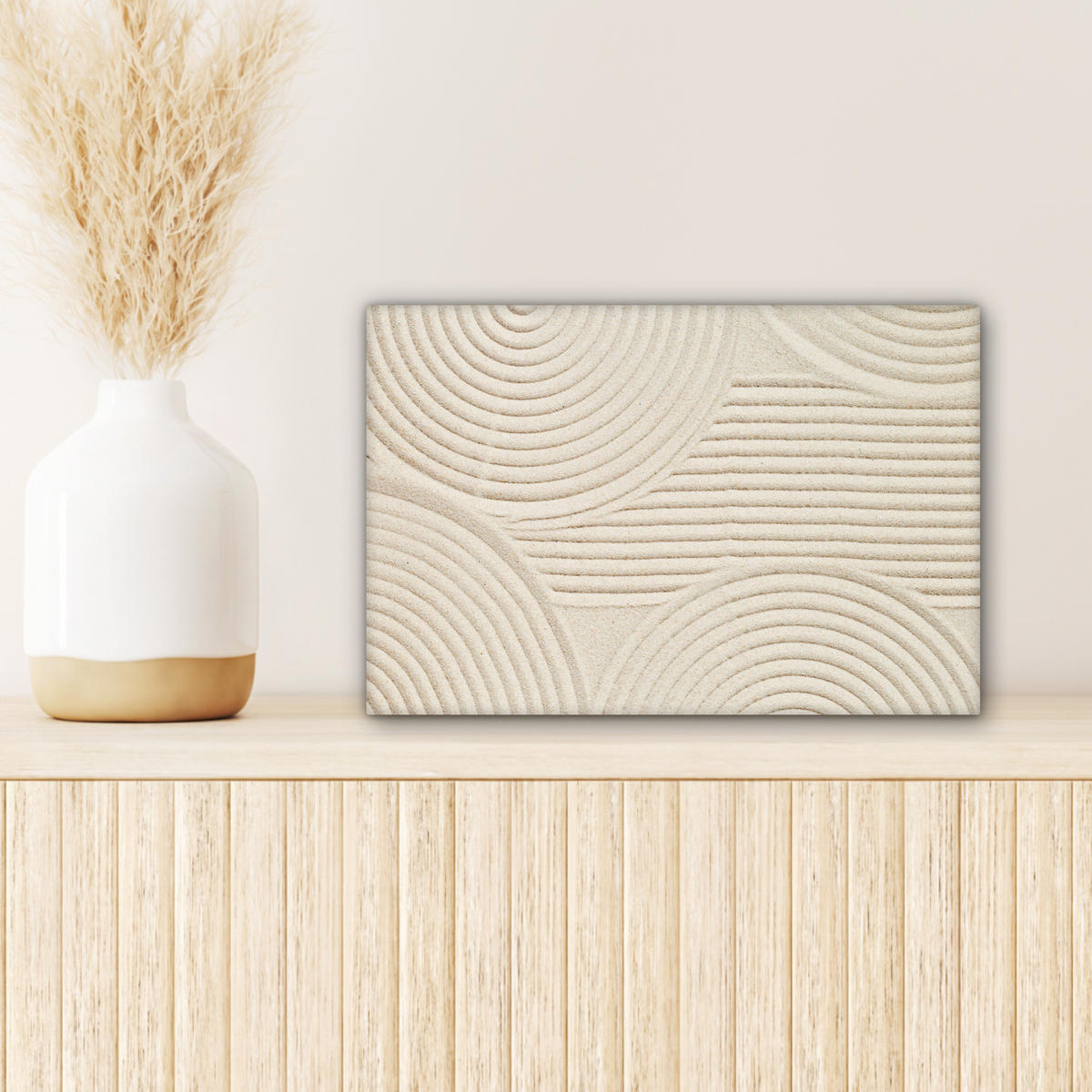 LEINWANDBILD Muster - Abstrakt - Weiß Deko Schlafzimmer 30x20 cm - Beige, Textil (30/20cm) - MuchoWow