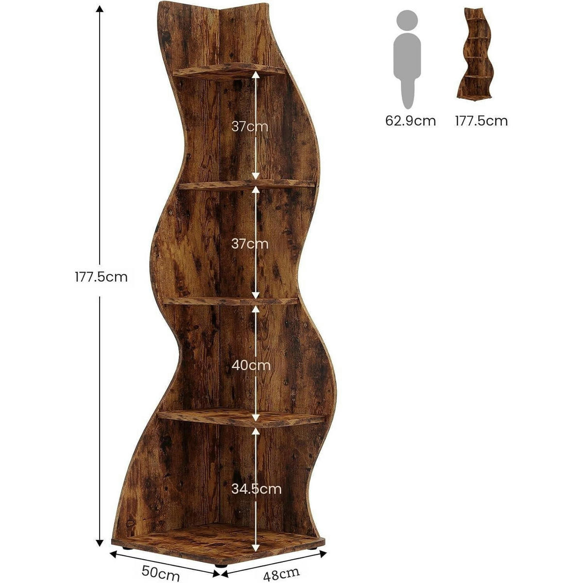 ECKREGAL 178 cm Braun - Braun, Holzwerkstoff (48/178/48cm)