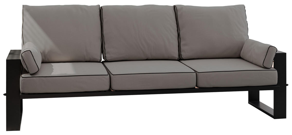 GARTENSOFA Elba 3 Sitzer - Grau - Grau, Textil (215/90/87cm) - MKS