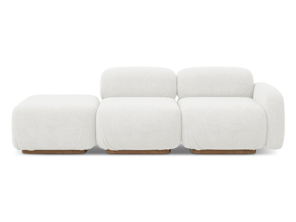 3-SITZER SOFA Links Bouclé Stoff Weiß - Weiß/Braun, Holz/Textil (258/73/95cm) - Makamii