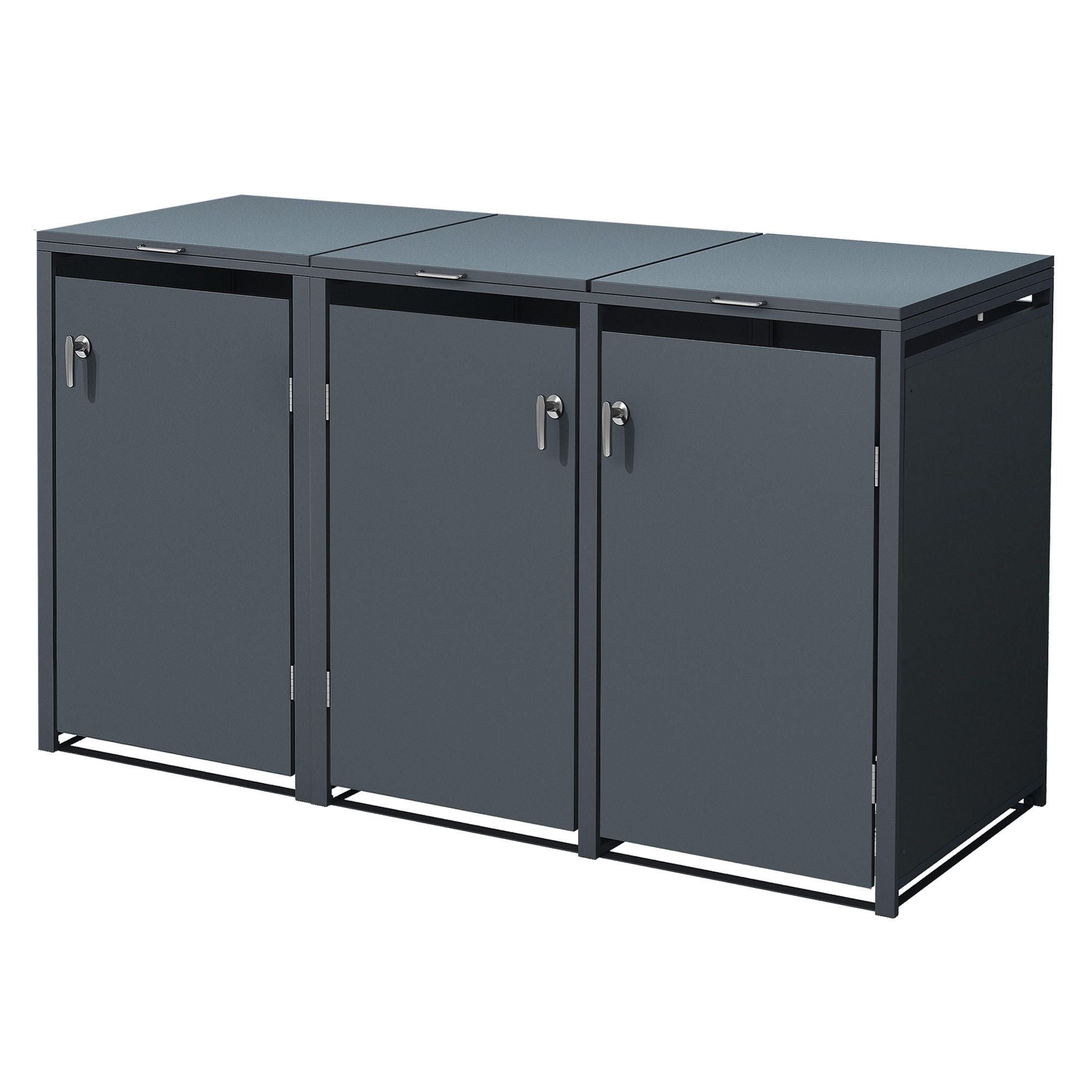 MÜLLTONNENBOX 3er Anthrazit - Anthrazit, Metall (80/116.3/200cm) - ML-DESIGN