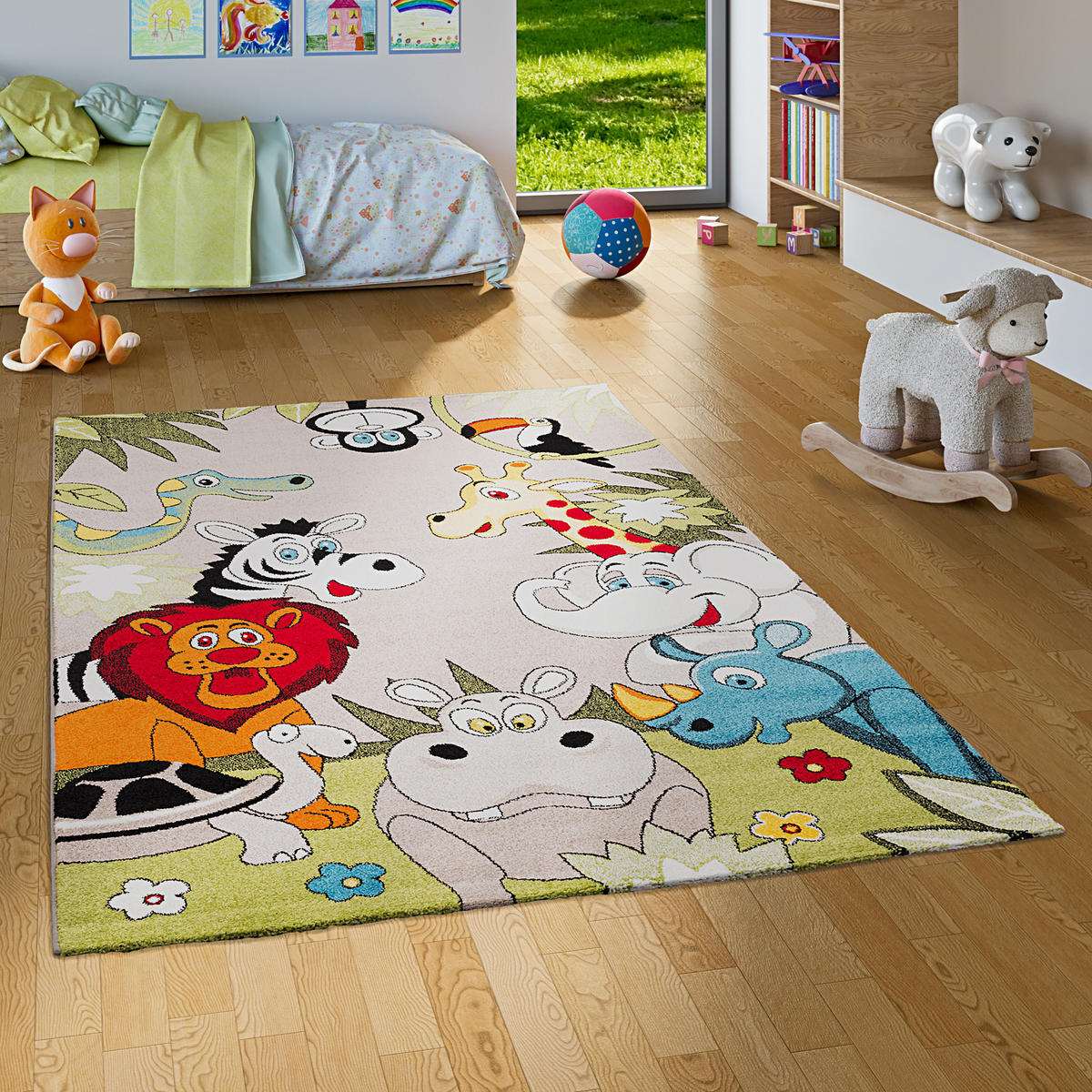 KINDER TEPPICH FARO SAFARI BUNT TIERE - Multicolor, Textil (140/200cm) - Pergamon
