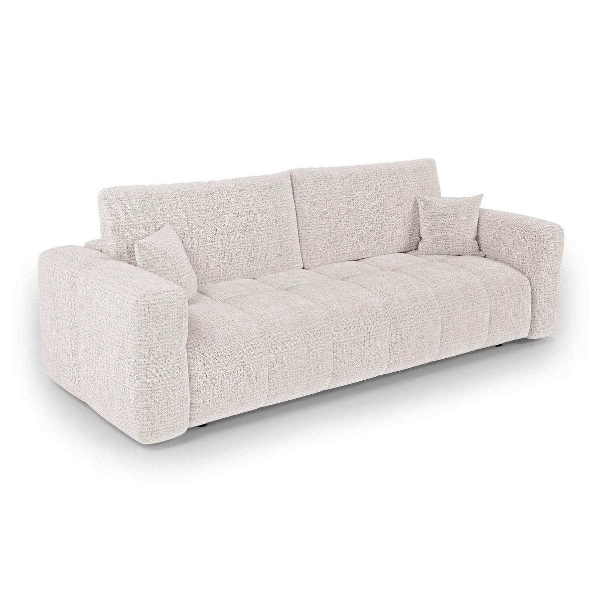SCHLAFSOFA mit Stauraum VIBE Kettgewebe mit weichem Griff Creme 247cm - Creme, Textil (247/90/102cm) - Premium Interiors