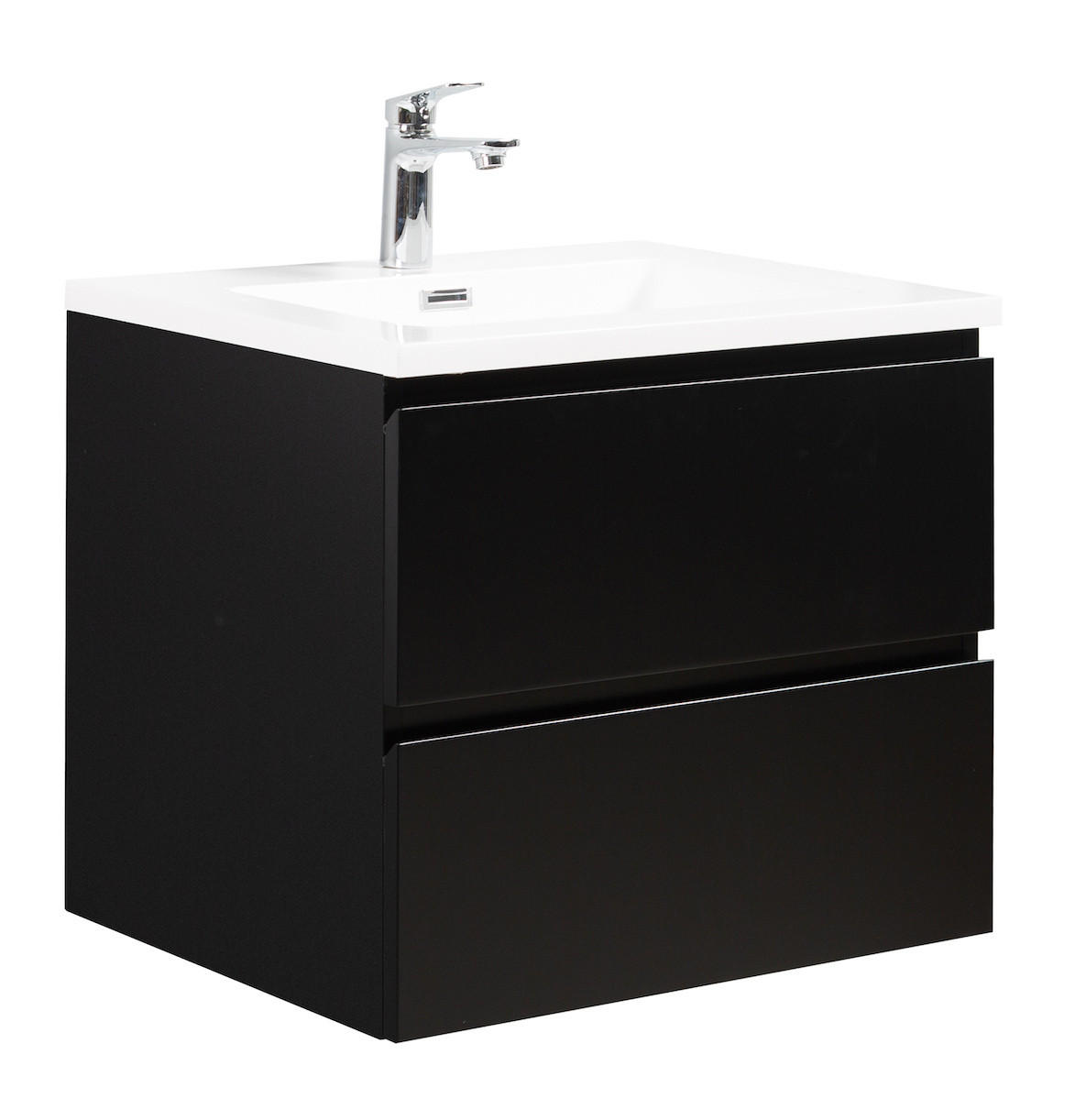 WASCHTISCHKOMBINATION Angela 2 Teile - Schwarz Matt - 60 x 48 x 52 cm - Schwarz/Weiß, Holz (60/52/48cm) - Badplaats