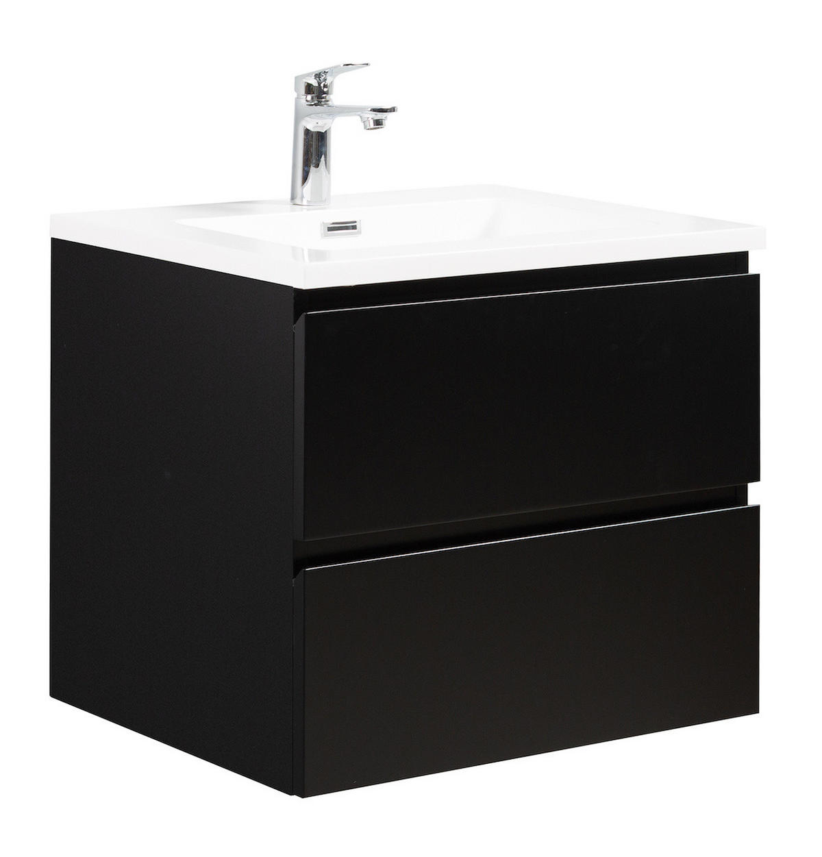 WASCHTISCHKOMBINATION Angela 2 Teile - Schwarz Matt - 60 x 48 x 52 cm - Schwarz/Weiß, Holz (60/52/48cm) - Badplaats