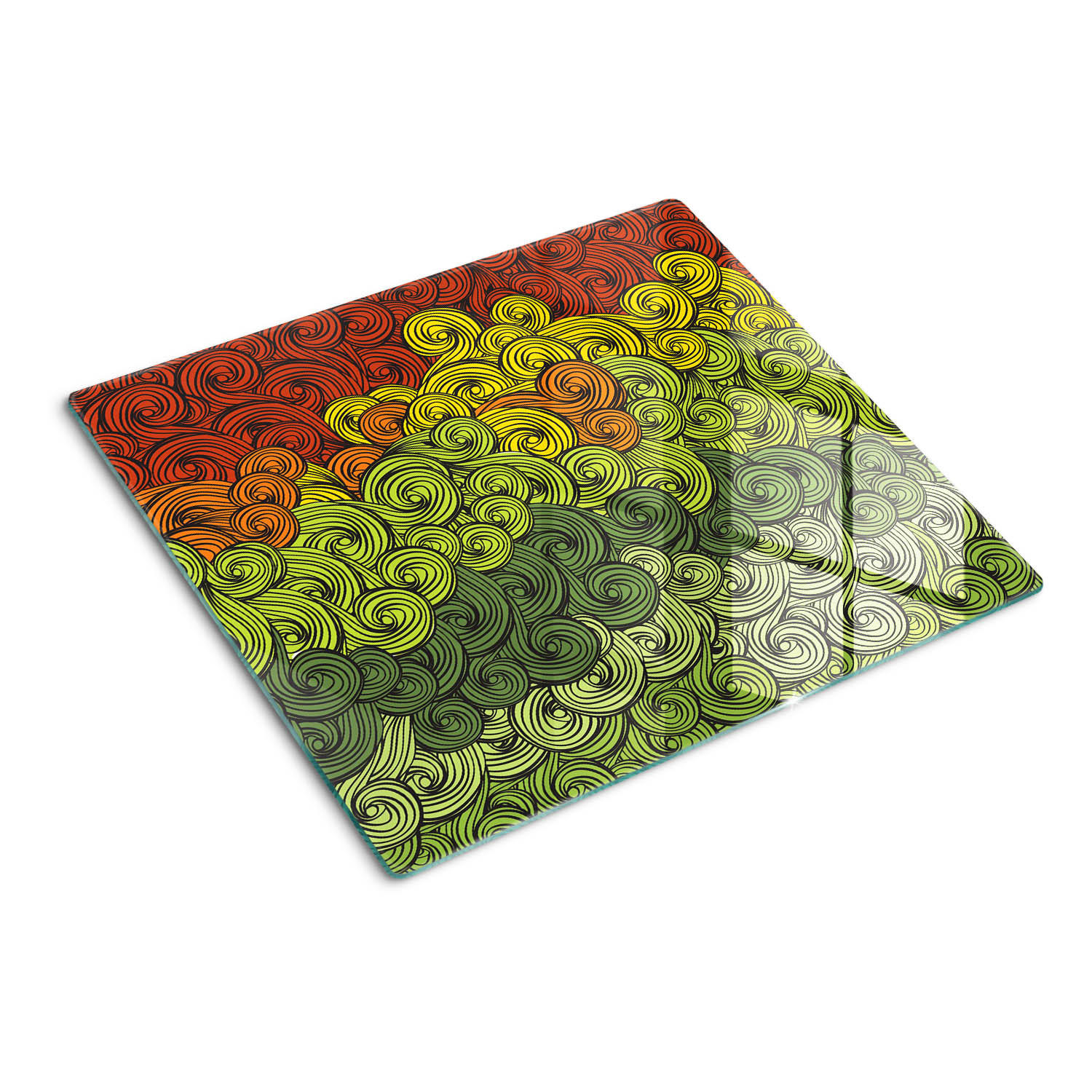 GLASPLATTE 60x52 cm Bunte Wellen - Hellgrau/Braun, Glas (60/0.4/52cm) - TULUP