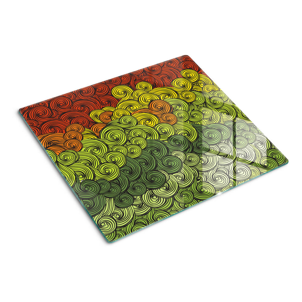 GLASPLATTE 60x52 cm Bunte Wellen - Hellgrau/Braun, Glas (60/0.4/52cm) - TULUP