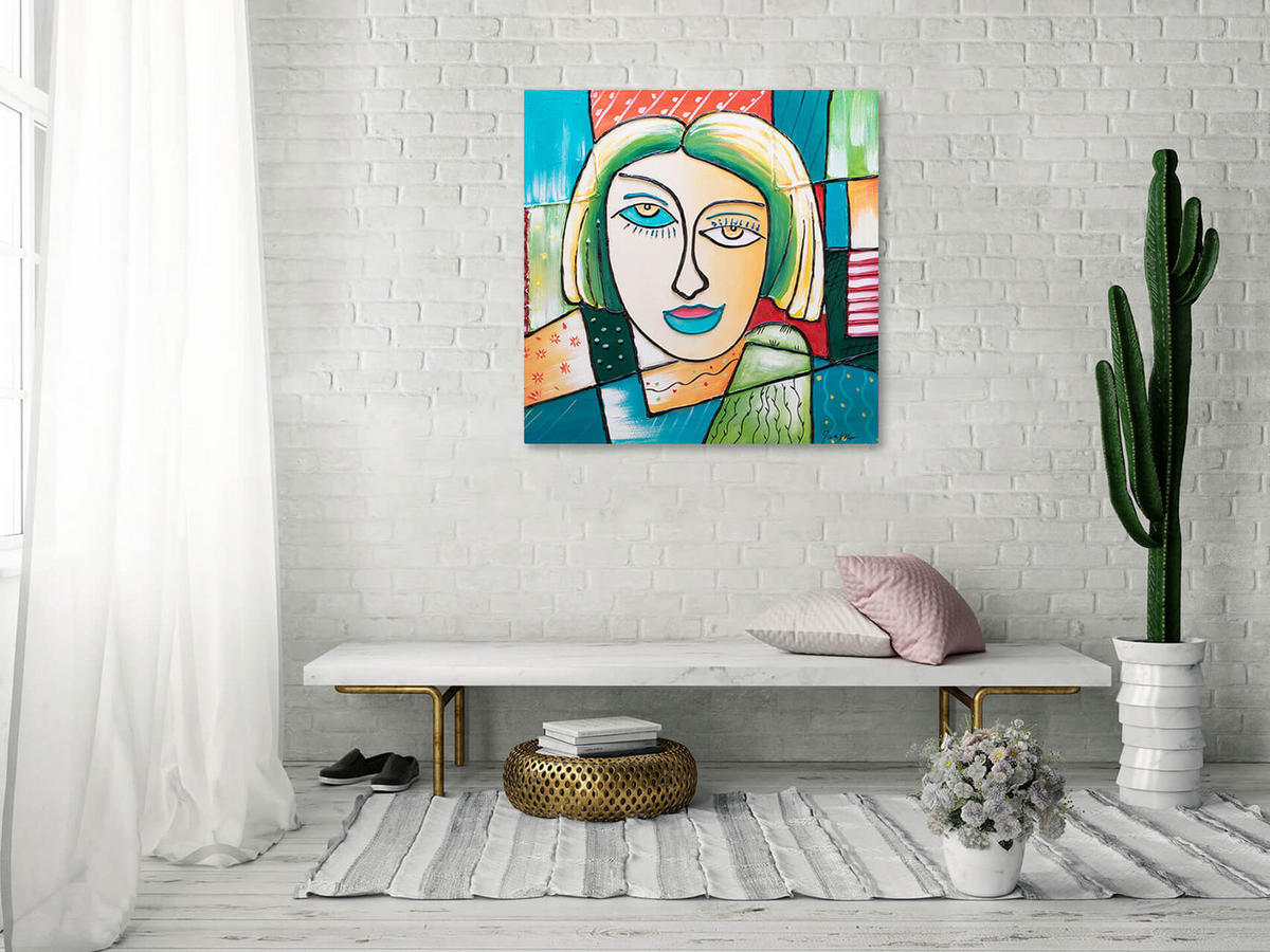 RUČNE MAĽOVANÝ AKRYLOVÝ OBRAZ 80/80 cm, viacfarebný, figurálny motív - viacfarebná, drevo/textil (80/80cm) - KUNSTLOFT