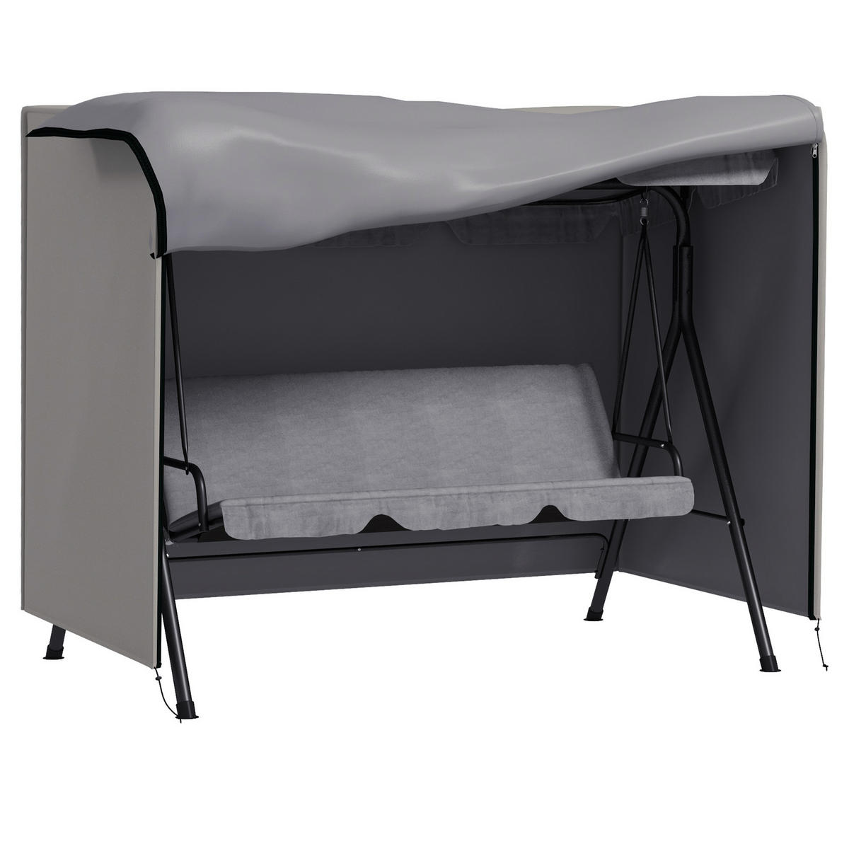 ABDECKUNG Hollywoodschaukel, Grau - Grau, Kunststoff (124/164/205cm) - Outsunny