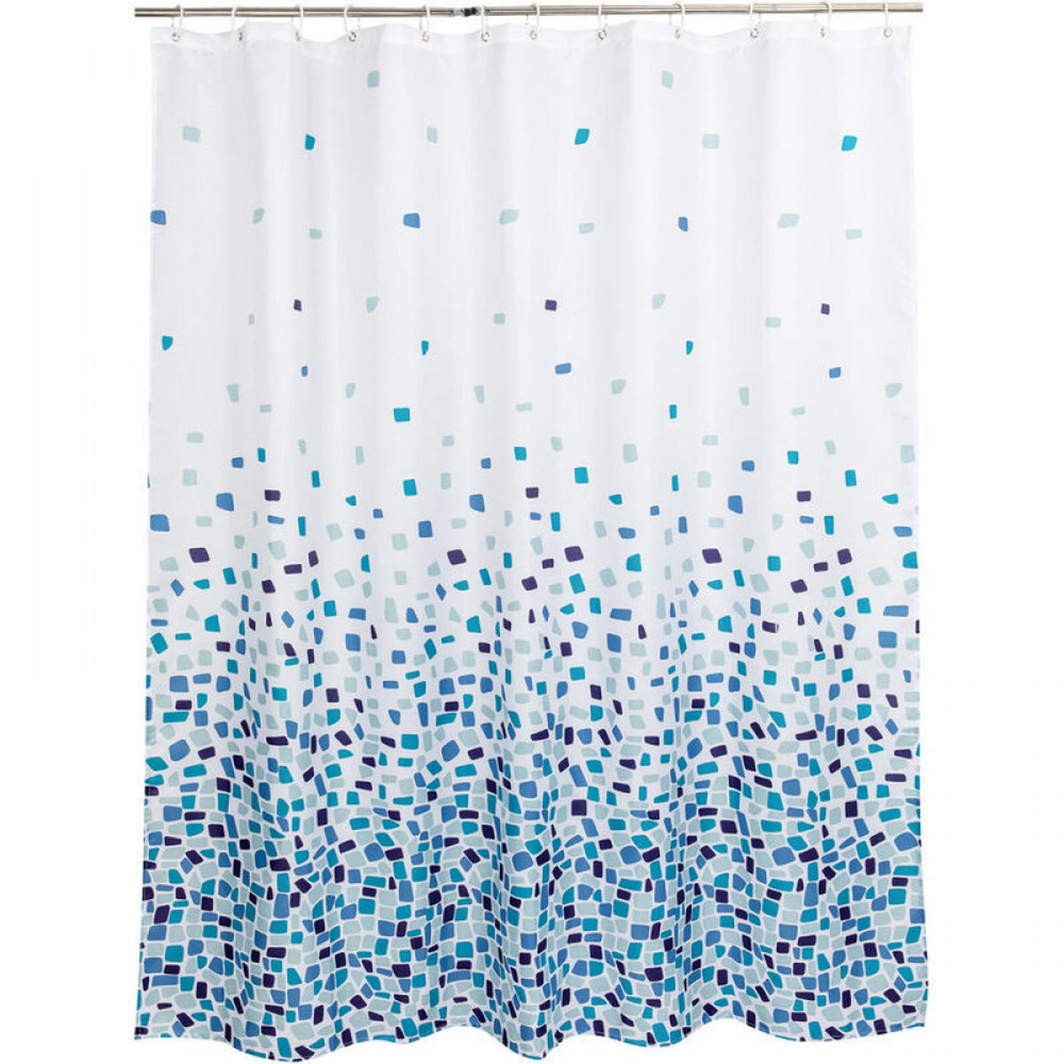 DUSCHVORHANG Blau Mosaik Muster Polyester waschbar schimmelresistent - Weiß, Textil (180/180cm) - MCBOSON