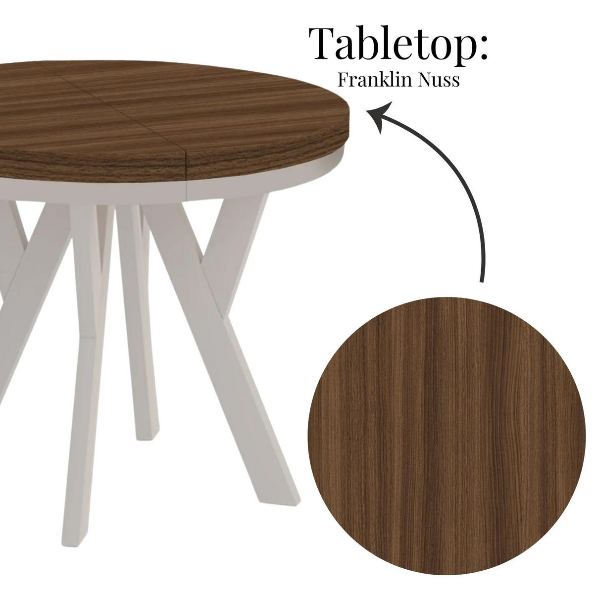 ESSTISCH Runder Ausziehbarer PERO 90/190 mit einem Ring-Gestell, Franklin Nuss / Kaschmir - Kaschmir/Dunkelbraun, Holz (190/90/77cm) - Dekori_Interiors