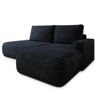 ECKSOFA AVINI T R-S Schwarz Kordstoff mit Schlaffunktion - Schwarz, Holzwerkstoff/Textil (277/160cm) - MASSENO