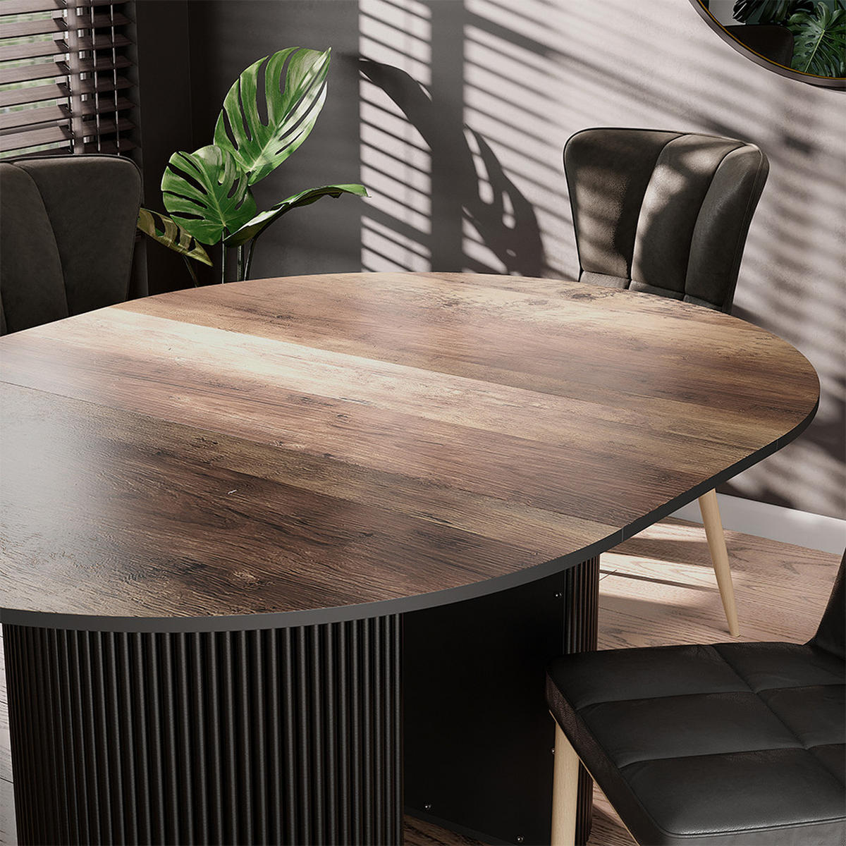 JÍDELNÍ STŮL Calero Rustikální dub/černá - divoký dub/černá, kompozitní dřevo (60/120/76cm) - Vicco