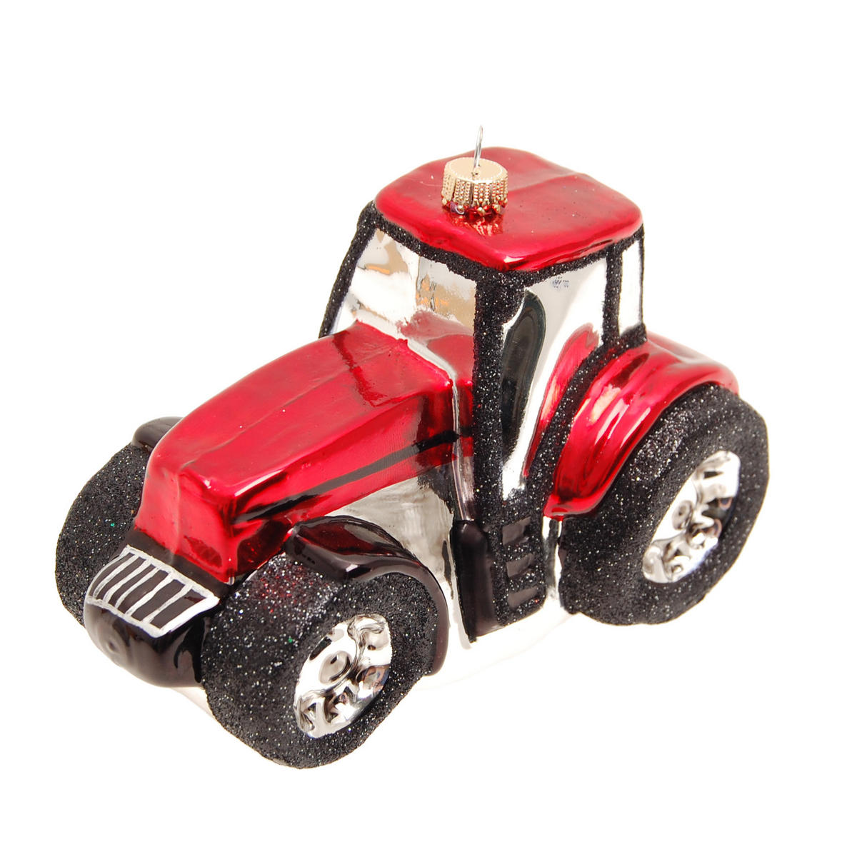 CHRISTBAUMSCHMUCK Traktor Rot 14cm (Glas / 1 Stk.) - Rot, Glas (9/9/14cm) - Krebs Glas Lauscha