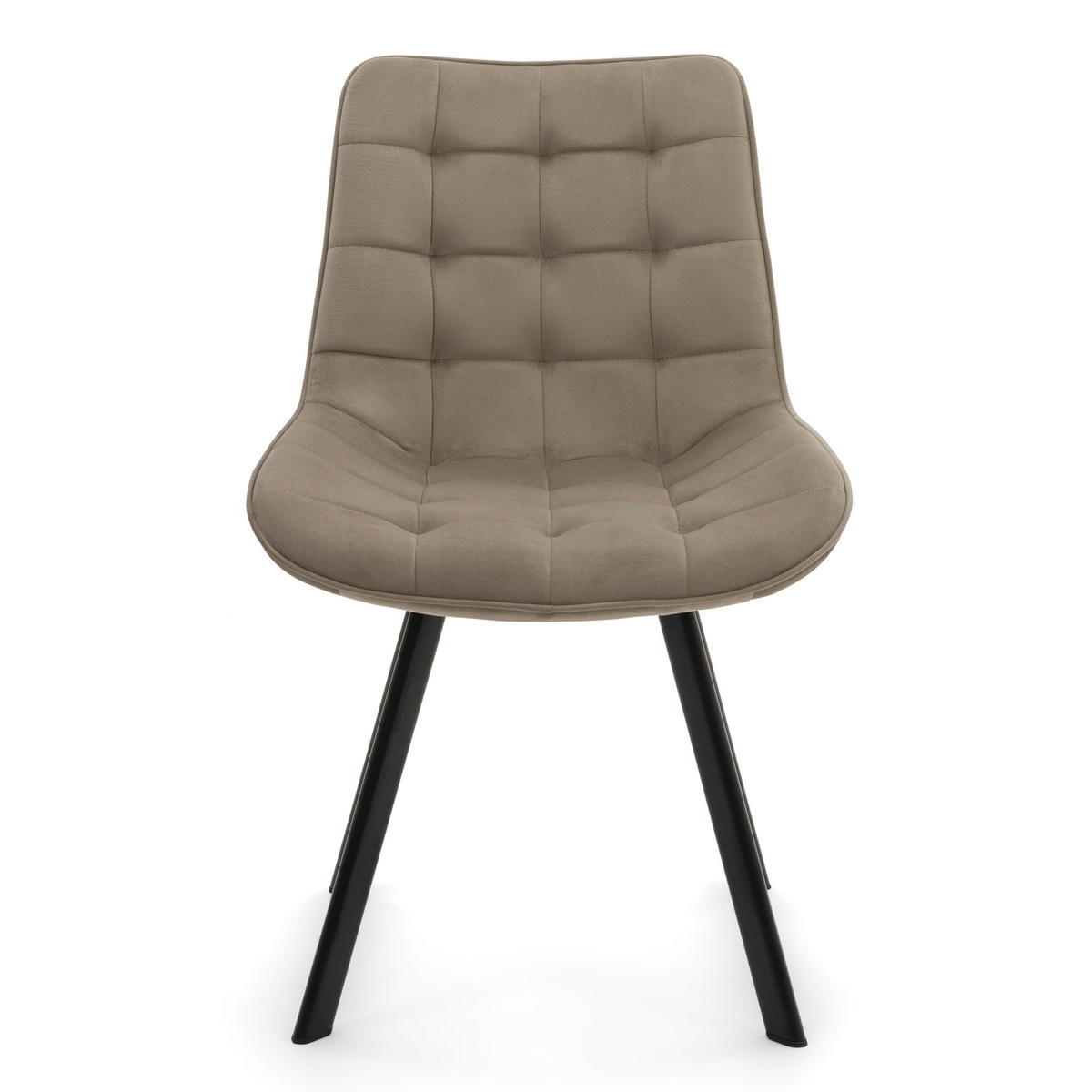 STUHL TORI gepolsterter mit Steppung - dunkelbeige - Samt Velour - Schwarz/Braun, Textil/Metall (53/86/60cm) - NEW HOME