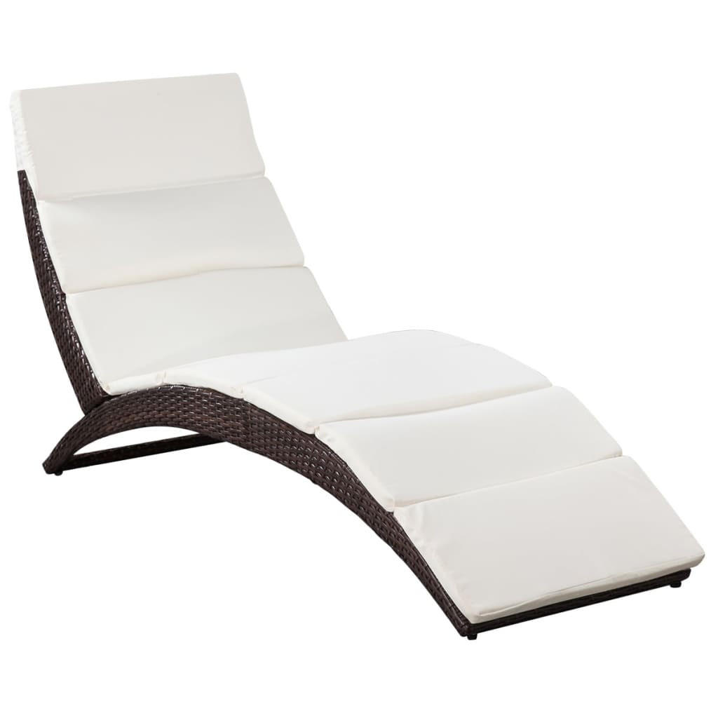KLAPPBARE Sonnenliege mit Auflage Poly Rattan Braun - Braun, Holz (64/86/162cm) - furnicato