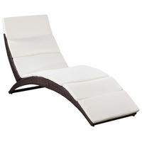 KLAPPBARE Sonnenliege mit Auflage Poly Rattan Braun - Braun, Holz (64/86/162cm) - furnicato