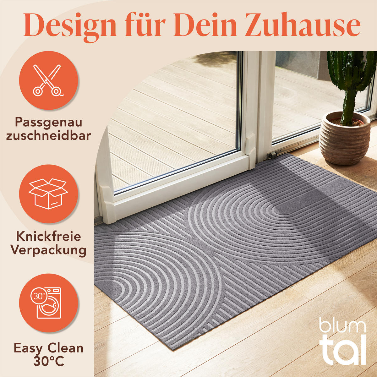 FUSSMATTE 60/90 cm Grau - Grau, Textil (60/90cm) - Blumtal