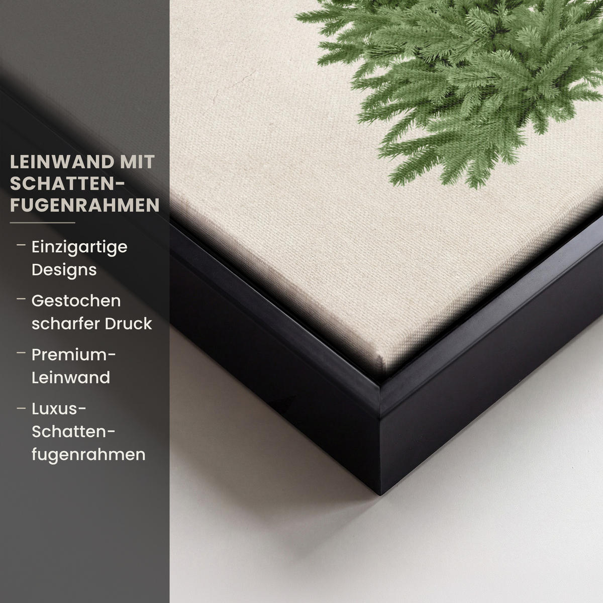LEINWAND Bilder mit Rahmen - Weihnachtsbaum - Grün - Weihnachten - Feiertage - 20x20 - Olivgrün, Textil (20/20cm) - MuchoWow