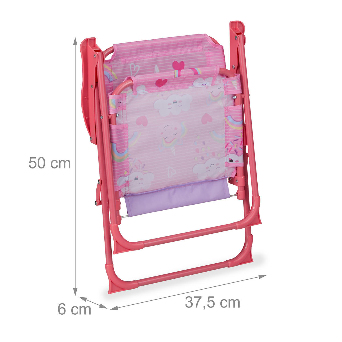 KINDER-KLAPPSTUHL - Rosa, Textil/Metall (36/51.5/37.5cm) - Relaxdays