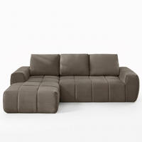 ECKSOFA 255/162/84 cm Taupe Cord mit abnehmbaren Kissen, Linke Seite - Taupe, Textil (255/162cm) - Oxeza