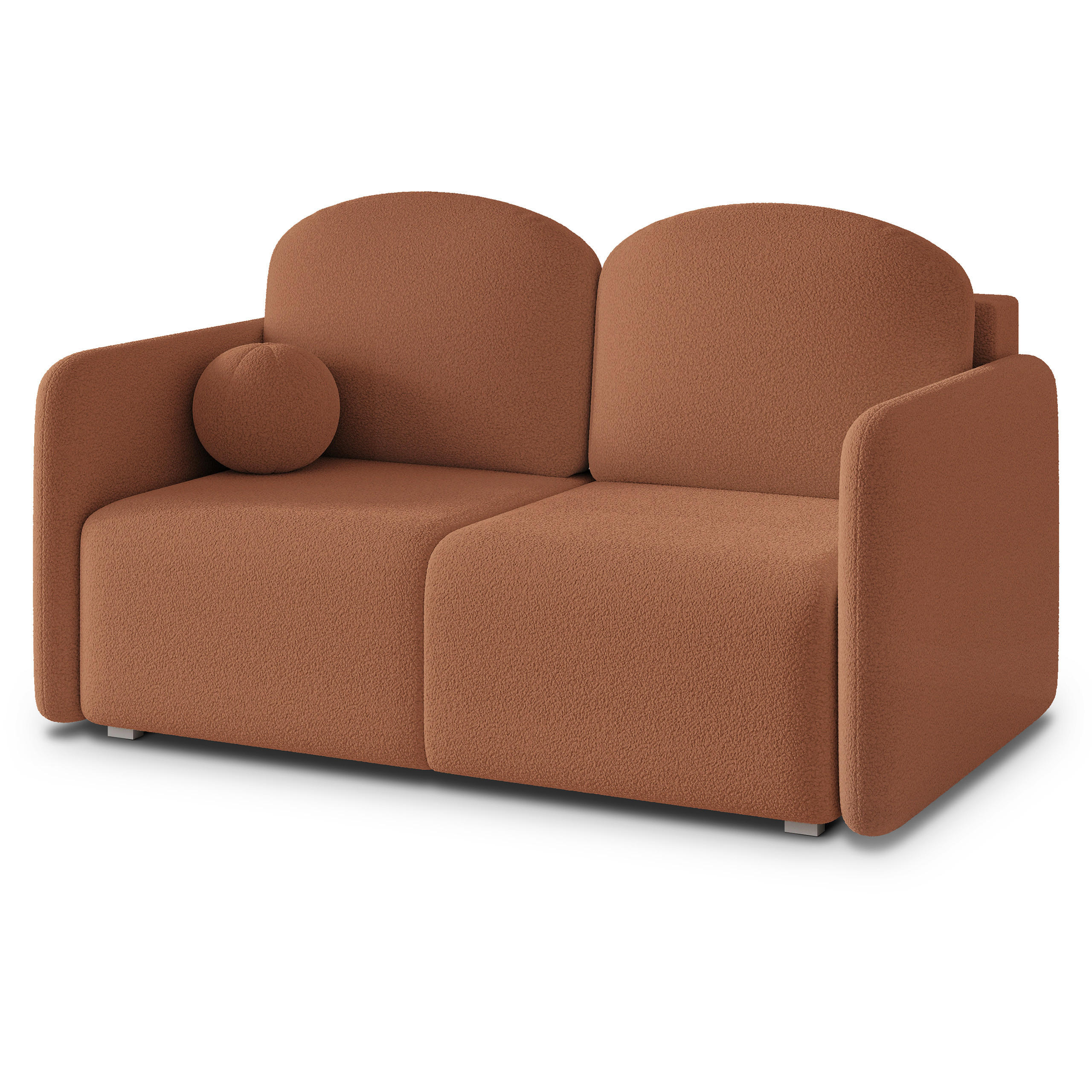 BETTSOFA SUVI II Q Orange Bucle-Stoff mit Schlaffunktion - Orange, Textil (90/85/153cm) - MASSENO
