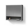 BADSPIEGELSCHRANK ATERNO Grau 70 x 65 cm mit 2 Türen - Grau, Holzwerkstoff (70/65/22.1cm) - Livinity®