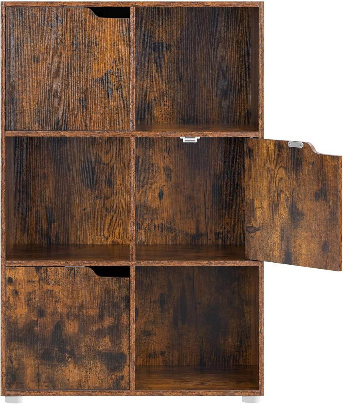 REGALE Bücherregal mit 3 Türen, 6 Fächer, Vintagebraun - Dunkelbraun/Weiß, Holzwerkstoff/Kunststoff (59.6/91/29cm) - Woltu