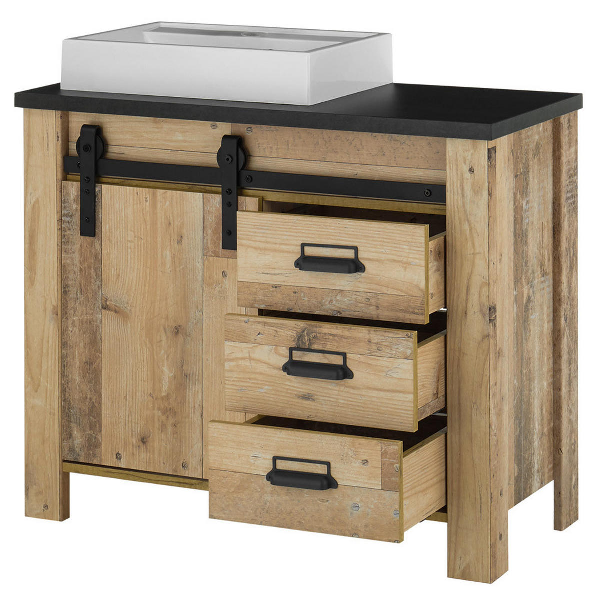 BADMÖBEL-SET 3-TLG. Shelton-61 - Braun, Holzwerkstoff (208/210/43cm) - Lomado