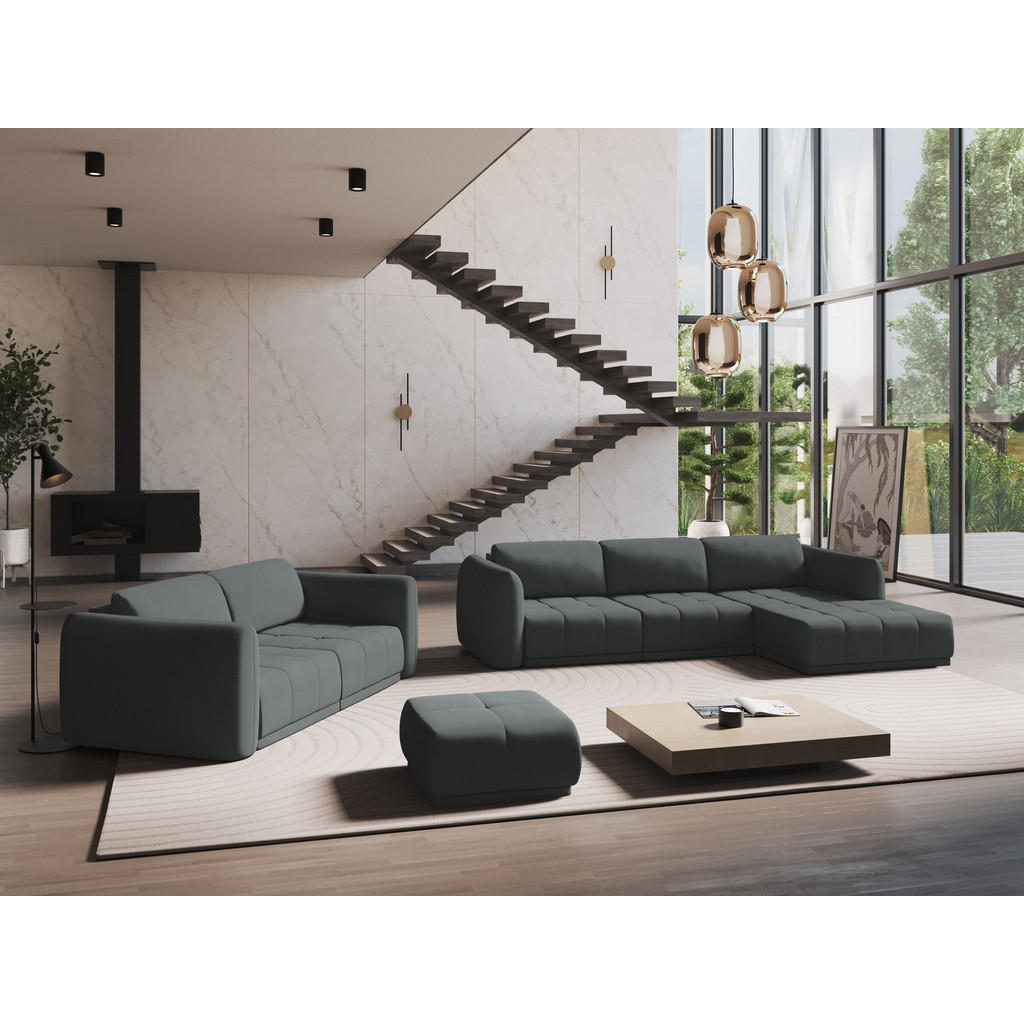 Thumbnail - Makamii Ecksofa, Graphit, Textil, 3-Sitzer, Füllung: Schaumstoff, L-Form, Ottomane rechts, 290x170 cm, Made in EU, Wohnz...