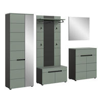 GARDEROBE Nova (B/H/T: ca. 255/190/37 cm) 5 tlg. in Basalt grau/Smoke Green - Grau, Holzwerkstoff (255/190/37cm)