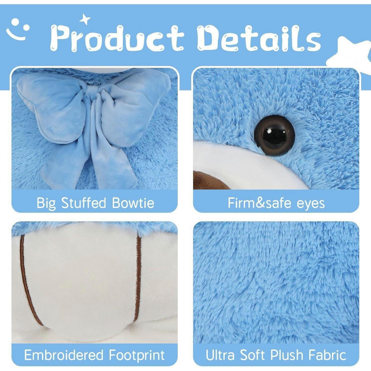 STOFFTIER Teddybär 120 cm Blau - Blau, Textil (90/120cm)