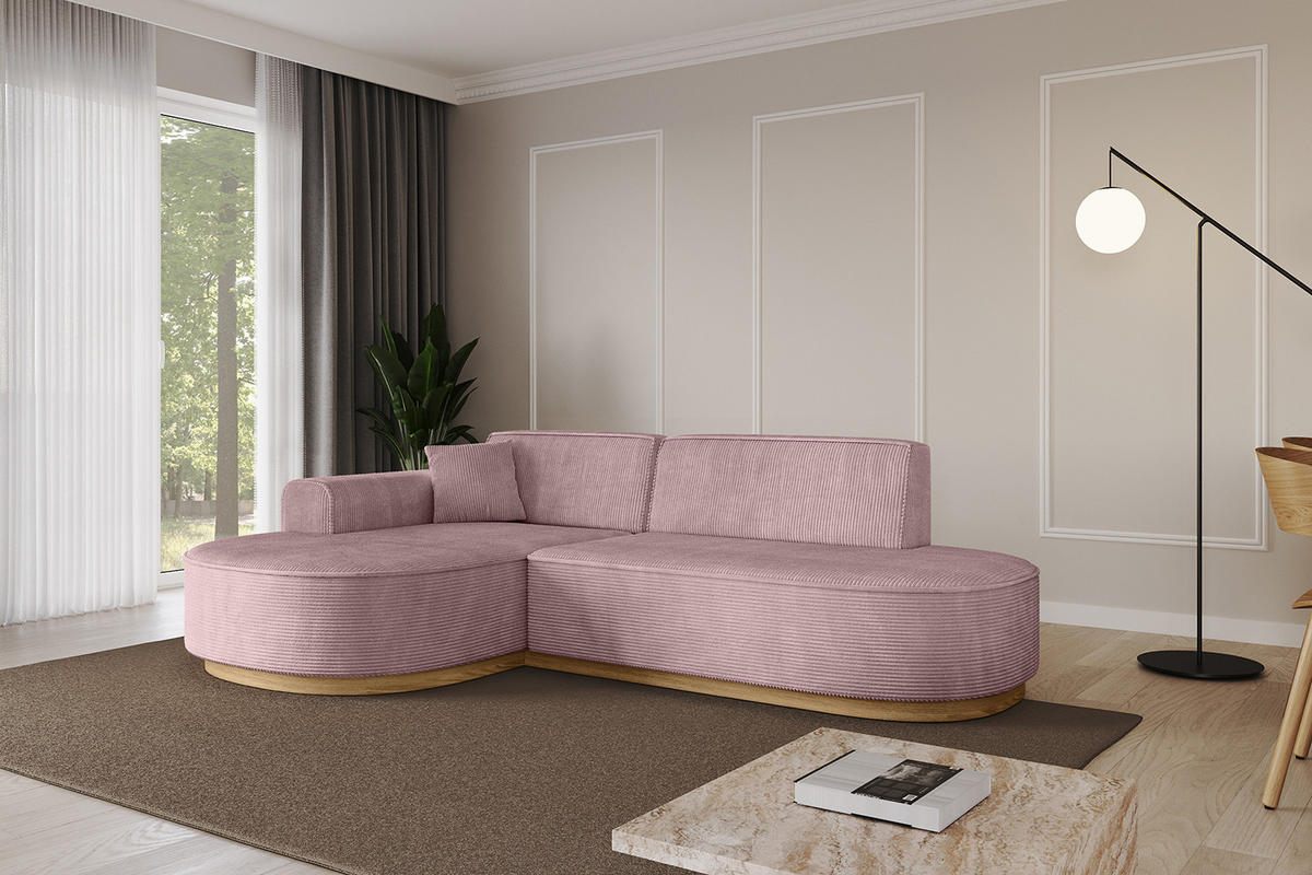 ECKSOFA Ottomane Links MARI-L1-v2 - 243x171x83 cm Rosa Cord - Rosa, Holzwerkstoff/Textil (243/171cm) - ALTDECOR